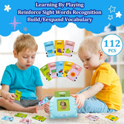 Talking Educational Flash Cards for 2-4 Years Old Kids Educational Toys for 1, 2, 3 and 4 Years Old - Colorful Animal Educational Therapy Speech Toys, 112 Flash Cards for 1-4 Years Old Kids Birthday Gifts 